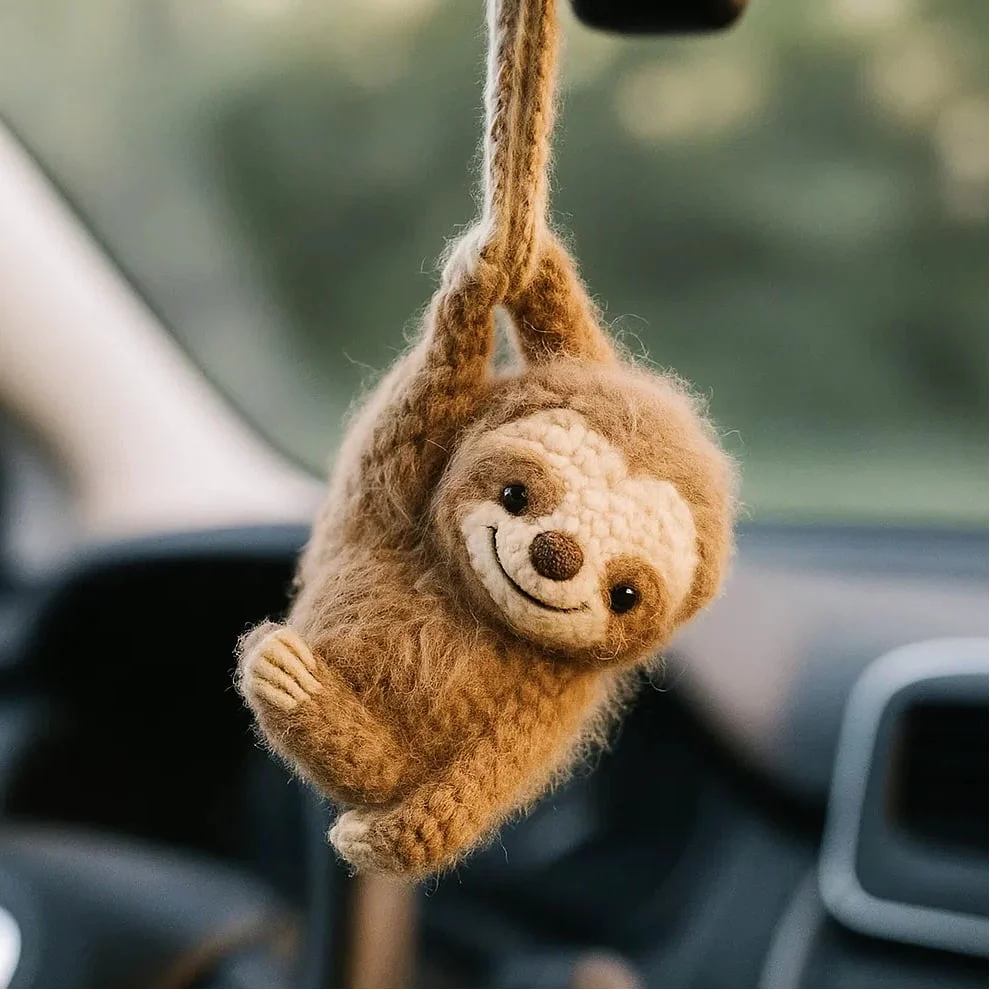 Sloths Rear View Mirror Accessory Crochet Car Charm